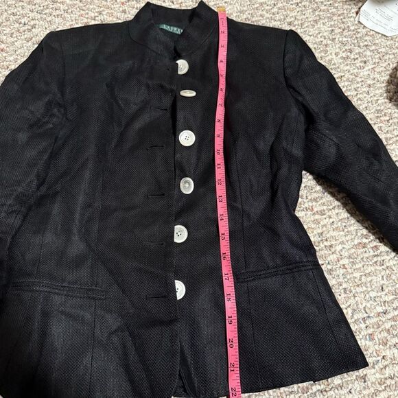 Lauren Ralph Lauren Black 100% Linen Blazer Peplum- Size 2 - Picture 5 of 9